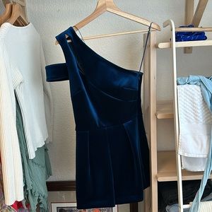 Topshop velvet playsuit in navy blue, never worn but without tags, size 4